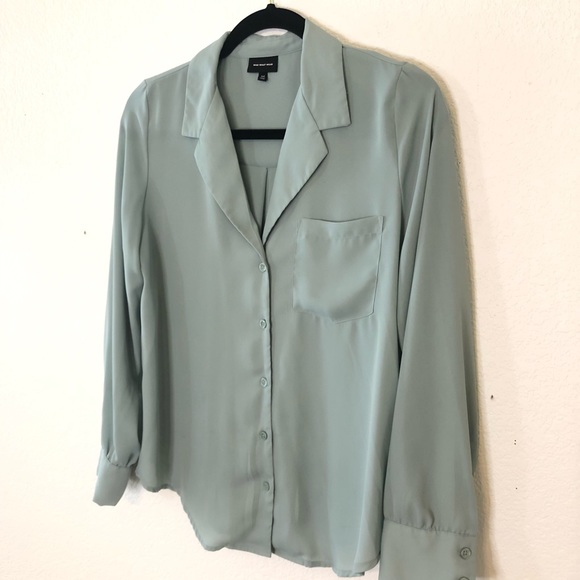 Who What Wear Mint Green Button Down - Picture 2 of 5